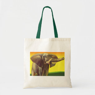 Bolsa Tote Animais Selvagens Vintage, Elefante Africano com P