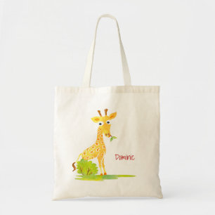 Bolsa Tote Animal bonito personalizado girafa da aguarela dos