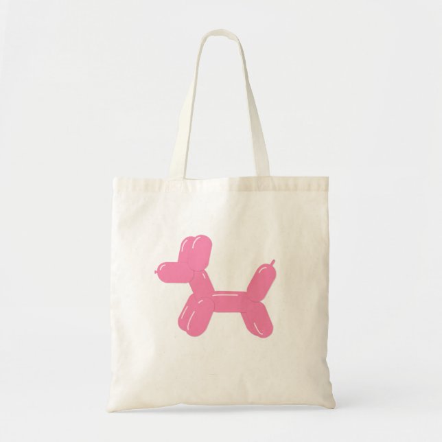 Bolsa Tote Animal de balão de cão rosa. (Frente)