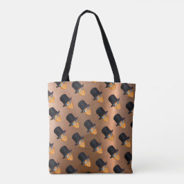 Bolsa Tote Anime Happy Young Girl's Face com chapéu preto alt