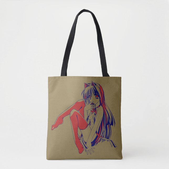 Bolsa Tote Anime Kawaii, Manga Americana Neko Catgirl (Frente)