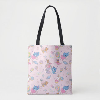 Bolsa Tote Anime o Tom, o Jerry e o padrão Tuffy Candyland