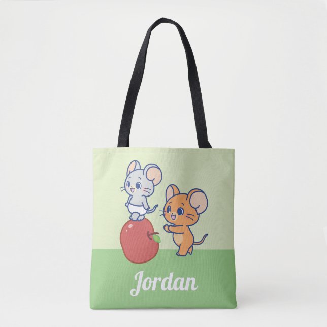 Bolsa Tote Anime Tuffy e Jerry Apple Rolling (Frente)