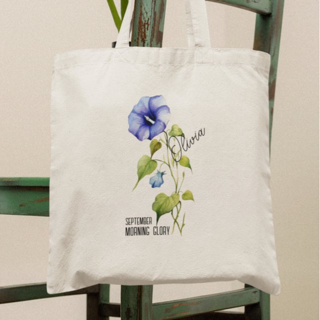 Bolsa Tote Aniversário da Flor Mês de Setembro da Manhã Nome  (Criador carregado)