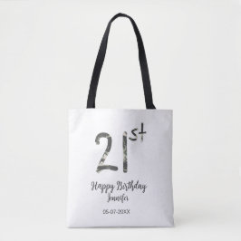 Bolsa Tote aniversário de 21 anos adiciona nome data ano mode