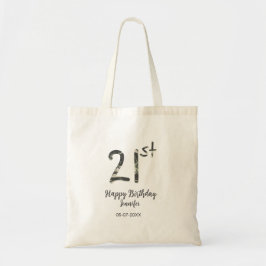 Bolsa Tote aniversário de 21 anos adiciona nome data ano mode