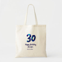 Bolsa Tote aniversário de 30 anos adicionar nome data ano azu