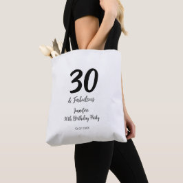 Bolsa Tote aniversário de 30 anos adicionar nome data ano neg