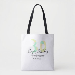 Bolsa Tote aniversário de 30 anos letra negrito pastel amarel