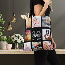 Bolsa Tote aniversário de 30 anos personalizado colagem de fo