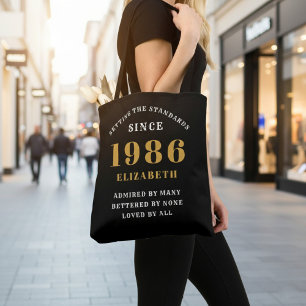Bolsa Tote Aniversário de 40 anos 1986 Preto Dourado Personal