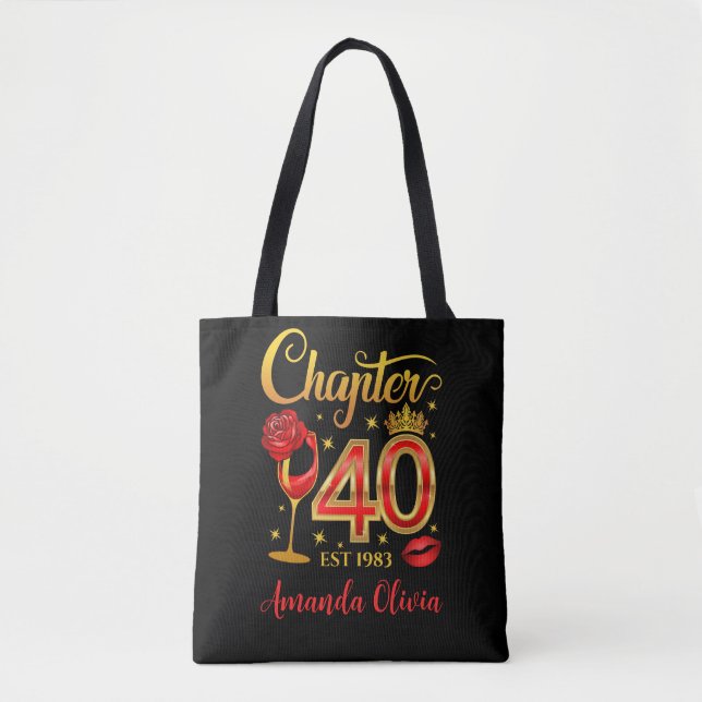 Bolsa Tote aniversário de 40 anos, capítulo 40, senhora, femi (Frente)