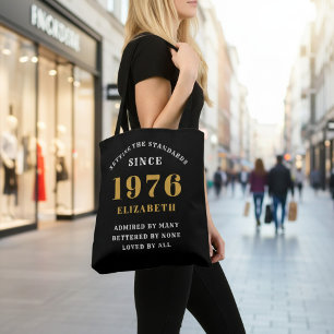 Bolsa Tote Aniversário de 50 anos 1976 Preto Dourado Personal