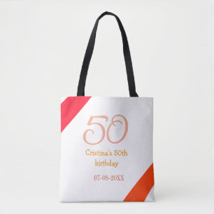 Bolsa Tote Aniversário de 50 anos laranja vermelho adicionar 