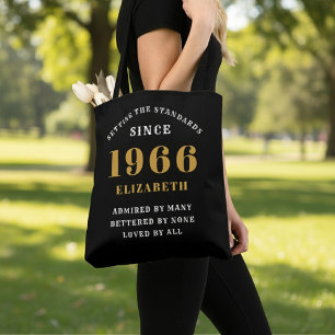 Bolsa Tote Aniversário de 60 anos 1966 Preto Dourado Personal