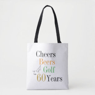 Bolsa Tote Aniversário de 60 anos Golfe Cervejas Mínima Festa