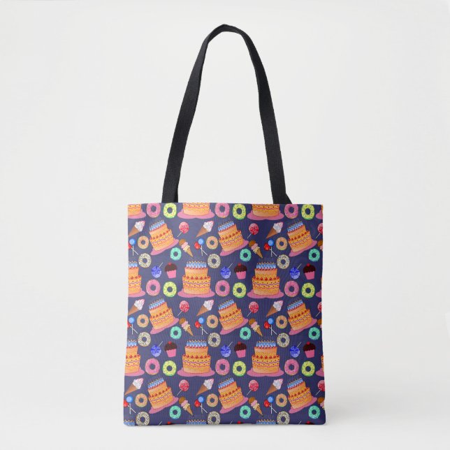 Bolsa Tote Aniversário de Design de Patterno de Bolas (Frente)