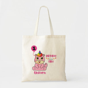 Bolsa Tote aniversário de uma menina unicórnio