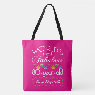Bolsa Tote aniversário do 80 a maioria de rosa colorido