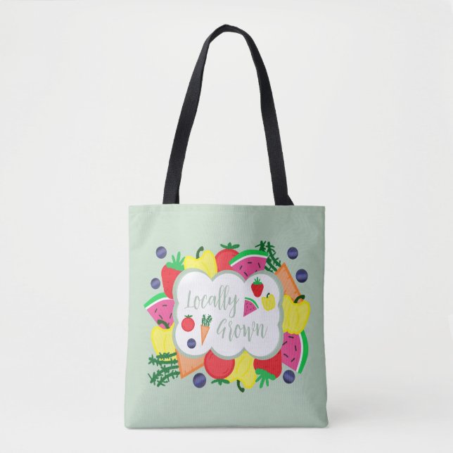 Bolsa Tote Aniversário do Mercado de Fazendeiros Cultivados L (Frente)