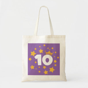 Bolsa Tote Aniversário dos miúdos 10o ideia do presente do