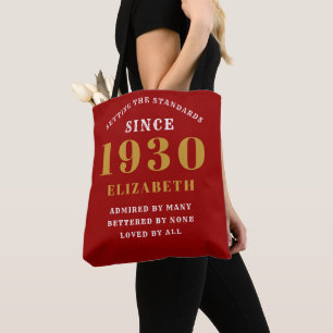 Bolsa Tote Aniversário Personalizado 1930 Nome Elegante Verme