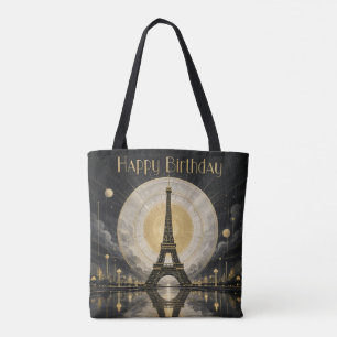 Bolsa Tote Aniversário Torre Eiffel Paris Dourado Deco