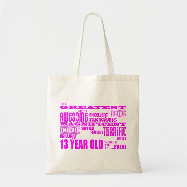 Bolsa Tote Aniversários das meninas 13os: Grande adolescente (Frente)