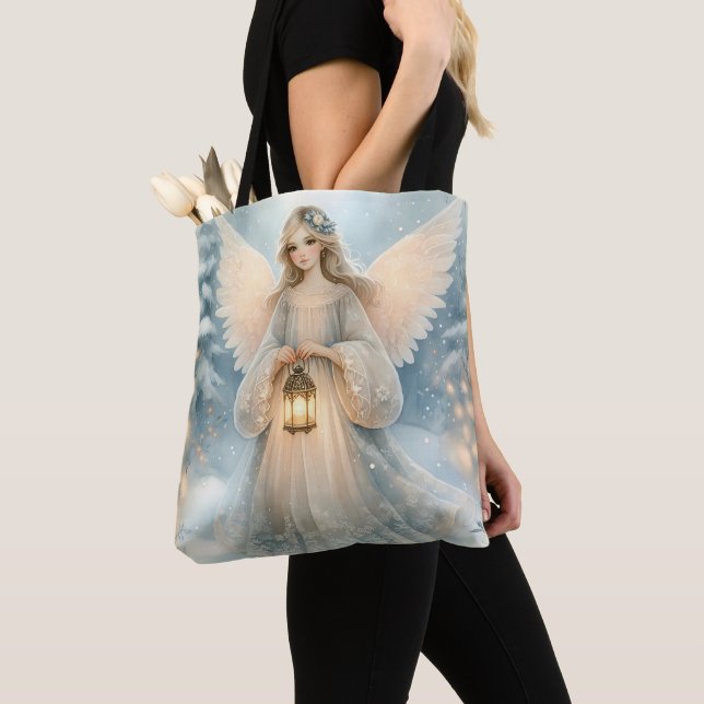 Bolsa Tote Anjo Celestial de Inverno Lanterna da Graça (Close Up)