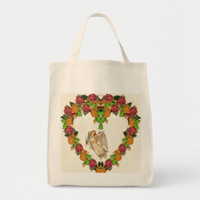 Bolsa Tote Anjo Com Palma E Flores (Frente)