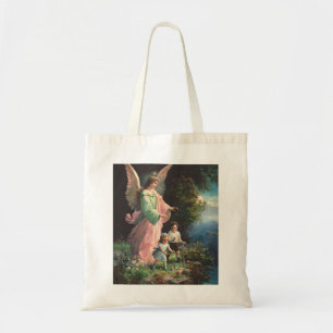Bolsa Tote Anjo de guardião protegendo crianças perto de uma 