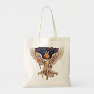 Bolsa Tote Anjo de Halloween Sagrado Abóbora Gótico Ilustraçã