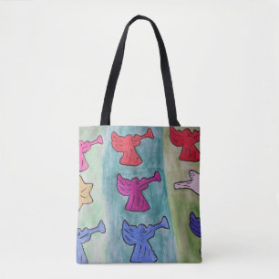 Bolsa Tote Anjos de Natal com trompetes