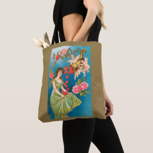 Bolsa Tote Anjos e Corações do Dia dos Namorados Vitoriano An