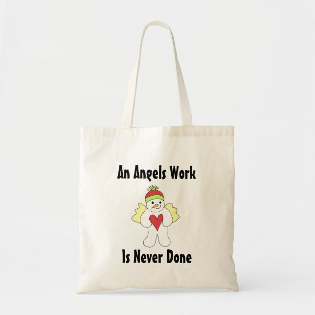 Bolsa Tote Anjos Trabalham Duro Na Neve (Frente)