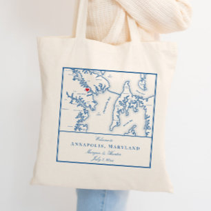 Bolsa Tote Annapolis Maryland Map Wedding Welcome