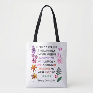 Bolsa Tote Anne of Green Gables Botânica desenhada à mão