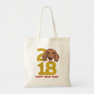 Bolsa Tote Ano do Dachshund do saco do ano novo do cão 2018