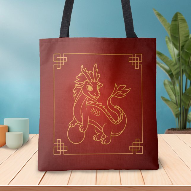 Bolsa Tote Ano do Dragão 2024 Zodíaco Chinês (Criador carregado)