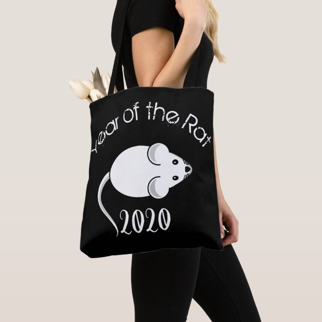 Bolsa Tote Ano do mouse Rat 2020 com texto (Close Up)