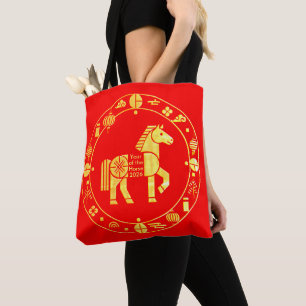 Bolsa Tote Ano novo chinês dourado 2026