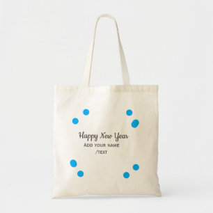 Bolsa Tote ano novo feliz bolinhas azuis adicione o nome simp