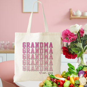 Bolsa Tote Ano Personalizado da Vovó Gradiente Cor-de-Rosa-Co