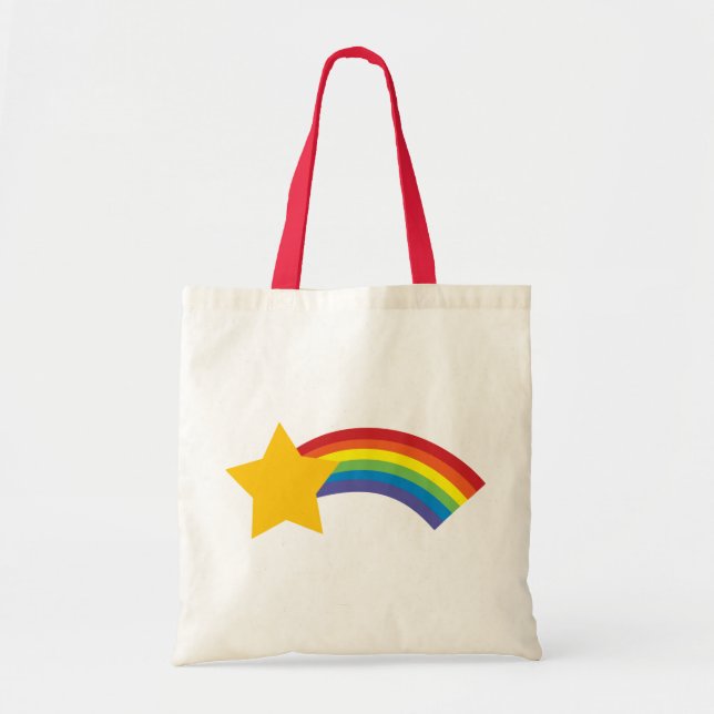 Bolsa Tote anos 80 Retro Pop Arco Arco-Íris Saco Estrelado (Frente)
