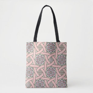 Bolsa Tote Anteriores azulejos ornamentais, sem costura