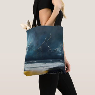 Bolsa Tote Antes da Tempestade – Paisagem Marítima Abstrata