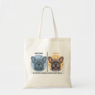 Bolsa Tote Antes Depois Café Engraçado Design do Bulldog Fran