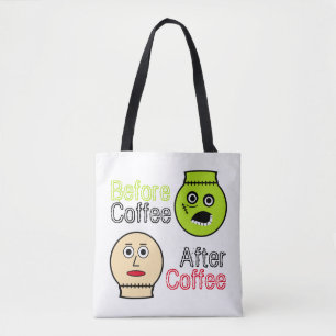 Bolsa Tote Antes Do Café, Depois Do Café, Monstro Do Café