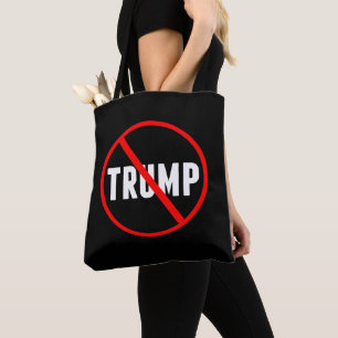 Bolsa Tote Anti-Trump Red Strike through Black