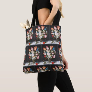 Bolsa Tote Antigo Bosschaert Tulipas e Rosas Holandeses Arte